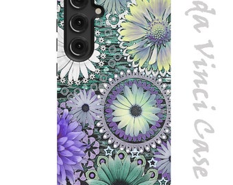 Tidal Bloom Flower case for Galaxy S24 - Galaxy S24 Plus - Galaxy S24 Ultra - purple and green- dual layer case