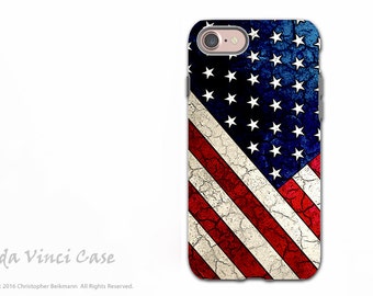 American Flag iPhone SE 2/3 Tough Case - Dual Layer Protection - U.S. Flag Art - Stars and Stripes by Da Vinci Case