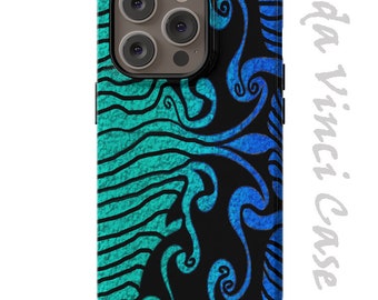 Tribal Surf - Abstract Case for iPhone 14 / iPhone 14 Plus /  iPhone 14 Pro  / iPhone 14 Pro Max / Blue and Black Dual Layer Case