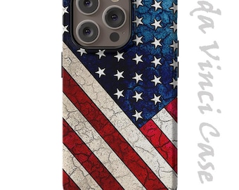 American Flag Case for iPhone 16 - iPhone 16 Plus - iPhone 16 Pro - iPhone 16 Pro Max - iPhone 16e USA Stars and Stripes Tough & Magnetic