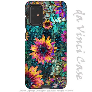 Teal Abstract Floral Case for Samsung Galaxy S20 / S20 Plus / Note 20 / Ultra - Shattered Beauty - Dual Layer Case