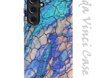 Blue Abstract Case for Samsung Galaxy S24 / S24 Plus / S24 Ultra - Dual Layer Tough Case -  Artistic Dual Layer Case