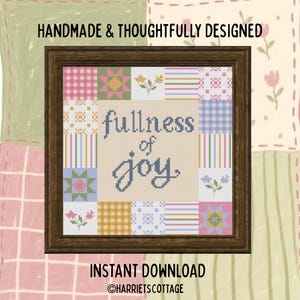 Fullness Of Joy Psalm 16:11 Christian Cross Stitch Pattern,  Instant Download PDF