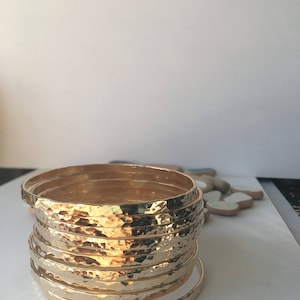 14k gold fill hammered bangle