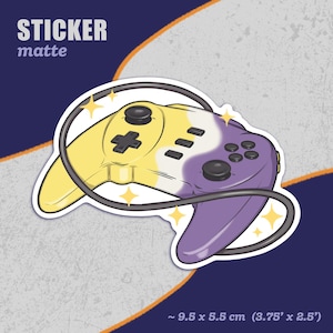 sticker : gaymin' non-binary pride flag ** nb enby gaming controller queer kawaii aesthetic rainbow lgbtqia+ * matte vinyl