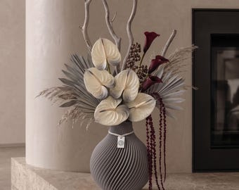 Moderne 3D gedruckte Vase Minimalistisch | Scandi Dekovase für Trockenblumen & Pampasgras | Nachhaltige Design Blumenvase | Ovea Living