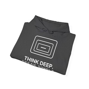 Think Deep Speak Simple Hoodie, Unisex Heavy Blend Sweatshirt, Minimalist Typography Gift, TINNKEO image 8