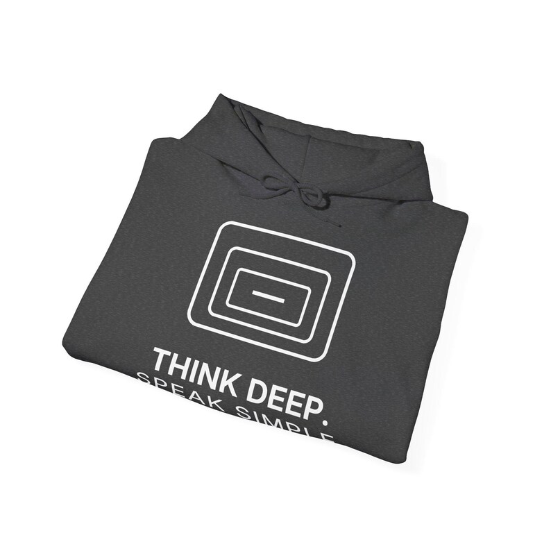 Think Deep Speak Simple Hoodie, Unisex Heavy Blend Sweatshirt, Minimalist Typography Gift, TINNKEO image 8