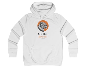 Quiet Power Lioness Hoodie, Women's Statement Sweatshirt, Linocut Style Gift for Her, TINNKEO