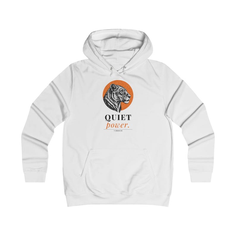 Hoodie met leeuwinnetje en stille kracht, statement sweatshirt voor dames, linosnede stijl, cadeau voor haar, TINNKEO afbeelding 1