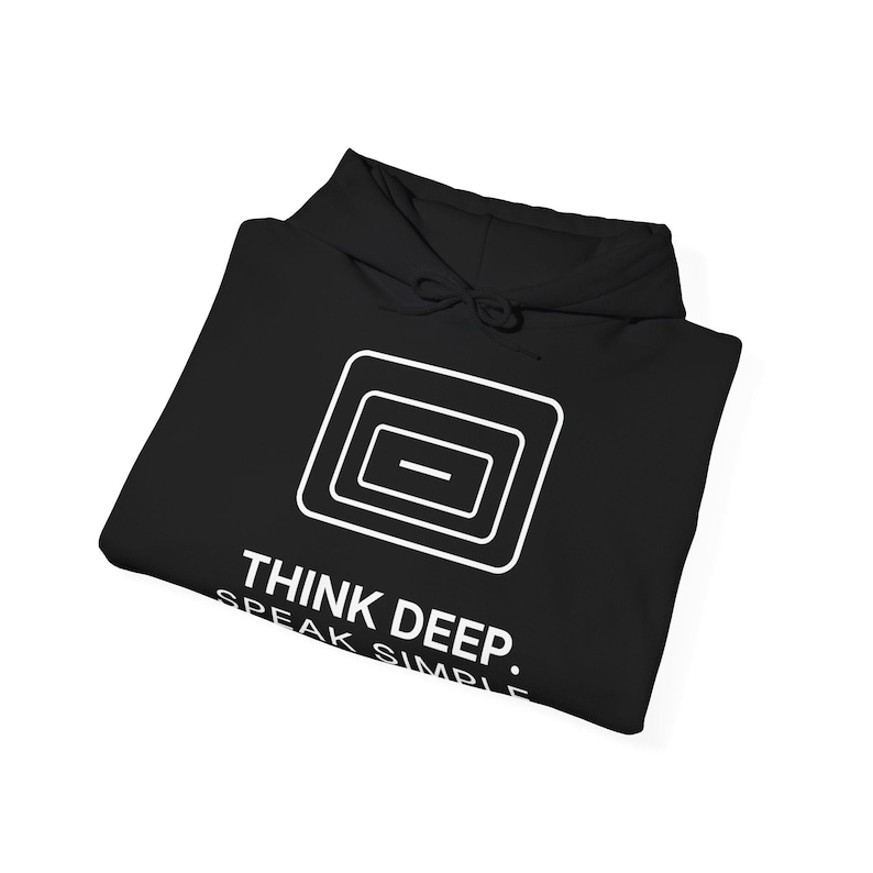 Think Deep Speak Simple Hoodie, Unisex Heavy Blend Sweatshirt, Minimalist Typography Gift, TINNKEO image 4