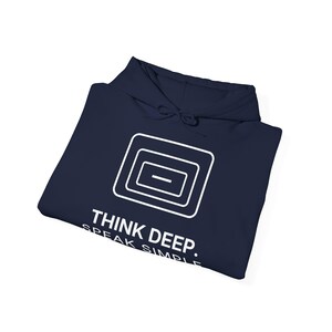 Think Deep Speak Simple Hoodie, Unisex Heavy Blend Sweatshirt, Minimalist Typography Gift, TINNKEO image 12