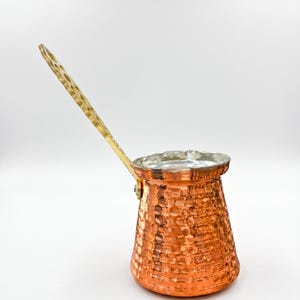Handgjord koppar Cezve, turkisk kaffekanna, spishäll med plåtfoder (2 koppar)