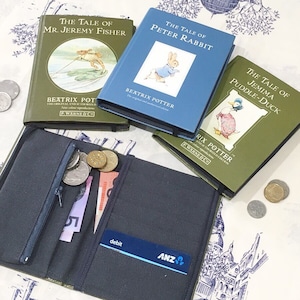 Cartera de libros El cuento de Peter Rabbit Monedero Beatrix Potter - Jemima Puddleduck, Flopsy Bunnies, Benjamin Bunny, Tom Kitten, Jeremy Fisher
