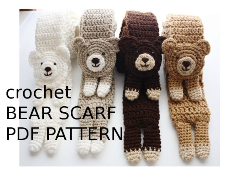 Instant download BEAR Scarf Crochet PDF Pattern image 1