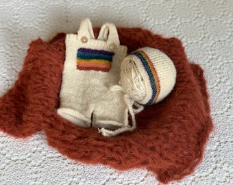 boy rustic rainbow romper newborn photo props rainbow baby boy rust mustard teal photography romper blanket