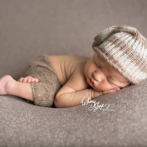 Knit slouch hat stripey or plane Newborn Baby boy photo prop hipster beanie matching knit pants choose your colors