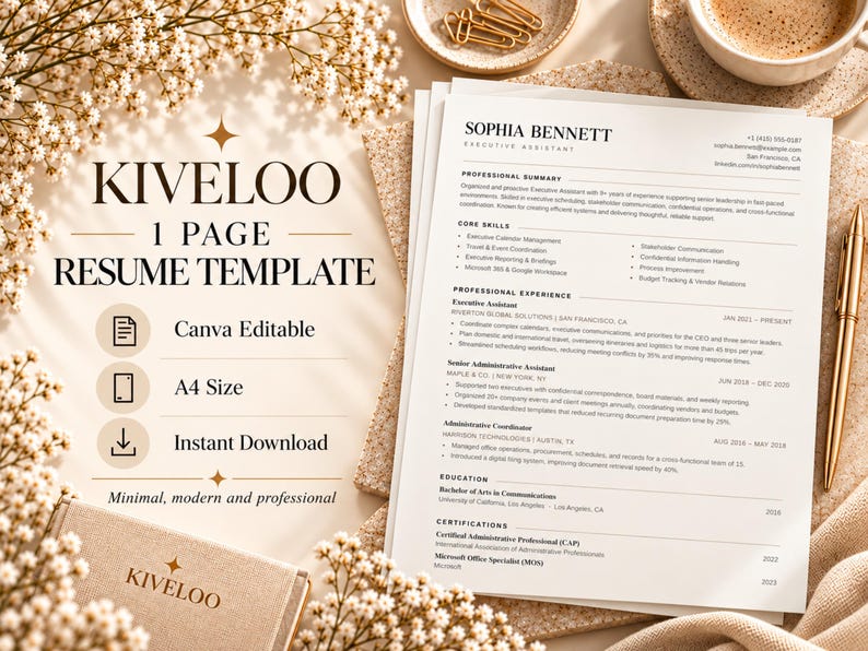 Ats Friendly Resume Canva Template, Professional Cv Design for Job ...