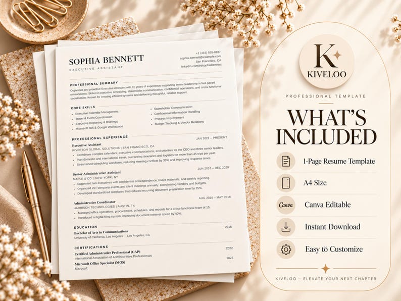 Ats Friendly Resume Canva Template, Professional Cv Design for Job ...
