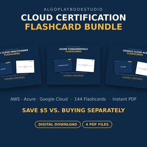 Cloud Certification Flashcard Bundle | AWS, Azure & Google Cloud (PDF)