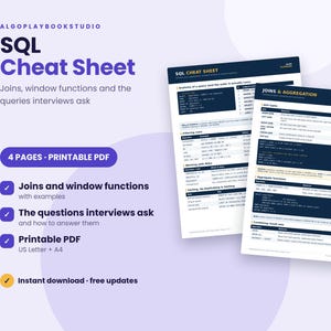 Aide-mémoire SQL | Jointures, fonctions de fenêtrage et modèles d'entretien (PDF)