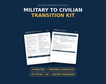 Military to Civilian Transition Kit | Veteran Resume, Timeline & Benefits Checklist (PDF)