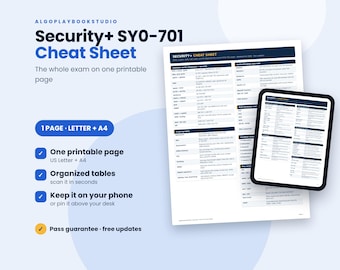 Security+ SY0-701 Cheat Sheet | One-Page Exam Review (Updated 2026)