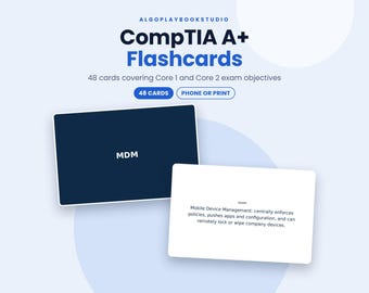 CompTIA A+ Flashcards (Core 1 & 2) | 48 Digital Study Cards (PDF)