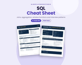 SQL Cheat Sheet | Joins, Window Functions & Interview Patterns (PDF)