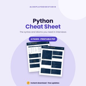Python Cheat Sheet for Coding Interviews | 4-Page Printable PDF
