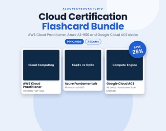 Cloud Certification Flashcard Bundle | AWS, Azure & Google Cloud (PDF)