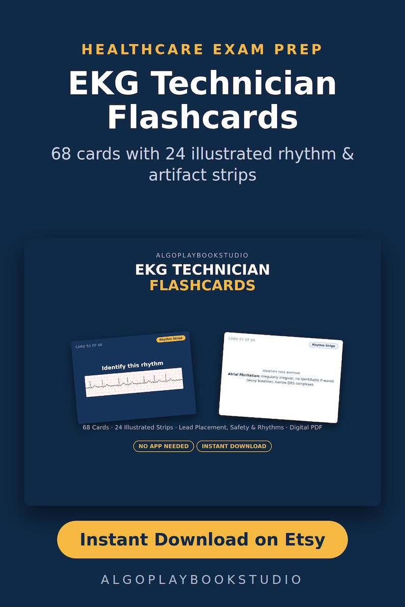 EKG Technician Flashcards | 68 Cards With Rhythm Strips | CET Exam ...