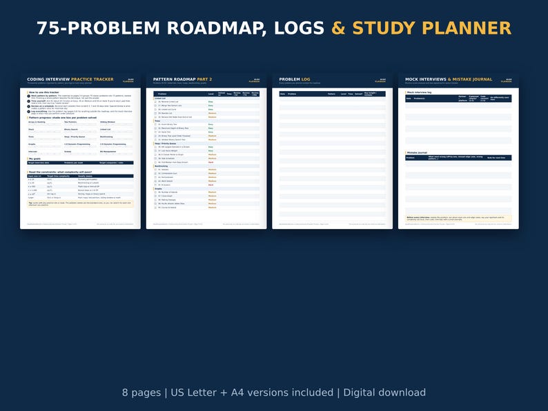 Coding Interview Practice Tracker | 75 Problems by Pattern (PDF) image 2