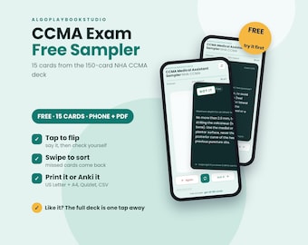 CCMA Medical Assistant Flashcards Sampler | 15 Cards, Phone App + PDF (Free Sample)