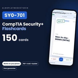 CompTIA Security+ Flashcards (SY0-701) | 150 Digital Study Cards | PDF + Interactive + Anki | Updated 2026