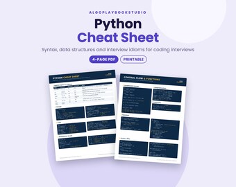 Python Cheat Sheet for Coding Interviews | 4-Page Printable PDF