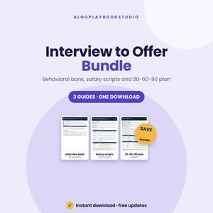 Interview-Angebot-Paket | Verhaltensfragen, Gehaltsvorlagen & 30-60-90-Plan