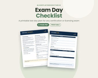 Exam Day Checklist | Printable Test Day Plan for Certification Exams | PDF