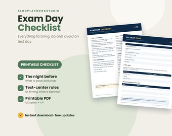 Exam Day Checklist | Printable Test Day Plan for Certification Exams | PDF