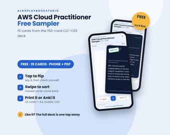 AWS Cloud Practitioner Flashcards Sampler (15 Cards) | Interactive App + PDF (CLF-C02)