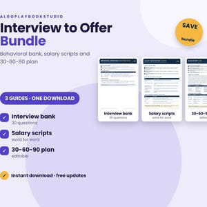 Intervju för att erbjuda paket | Beteendefrågor, löneskript och 30-60-90-plan
