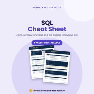 SQL Cheat Sheet | Joins, Window Functions & Interview Patterns (PDF)