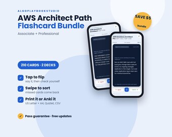 AWS Architect Path Flashcard Bundle | Solutions Architect Associate + Professional | 210 Cards | PDF + Interactive + Anki
