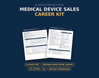 Medical Device Sales Career Kit | Interview Prep, Brag Book Template & 30-60-90 Plan