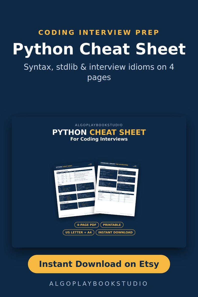 Python Cheat Sheet for Coding Interviews | 4-Page Printable PDF image 4