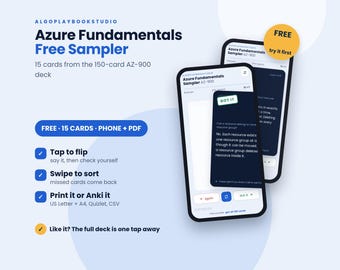 Azure AZ-900 Fundamentals Flashcards Sampler (15 Cards) | Interactive App + PDF