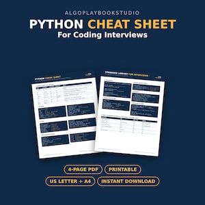 Python Cheat Sheet for Coding Interviews | 4-Page Printable PDF