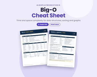 Big-O Cheat Sheet | Algorithms & Data Structures (Printable PDF)