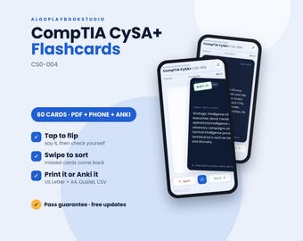 CompTIA CySA+ Flashcards CS0-004 | 60 Cards | Cybersecurity Analyst Exam Prep | PDF + Interactive