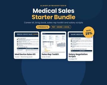 Medical Sales Starter Bundle | Career Kit, Brag Book, Sales Tracker & Salary Scripts